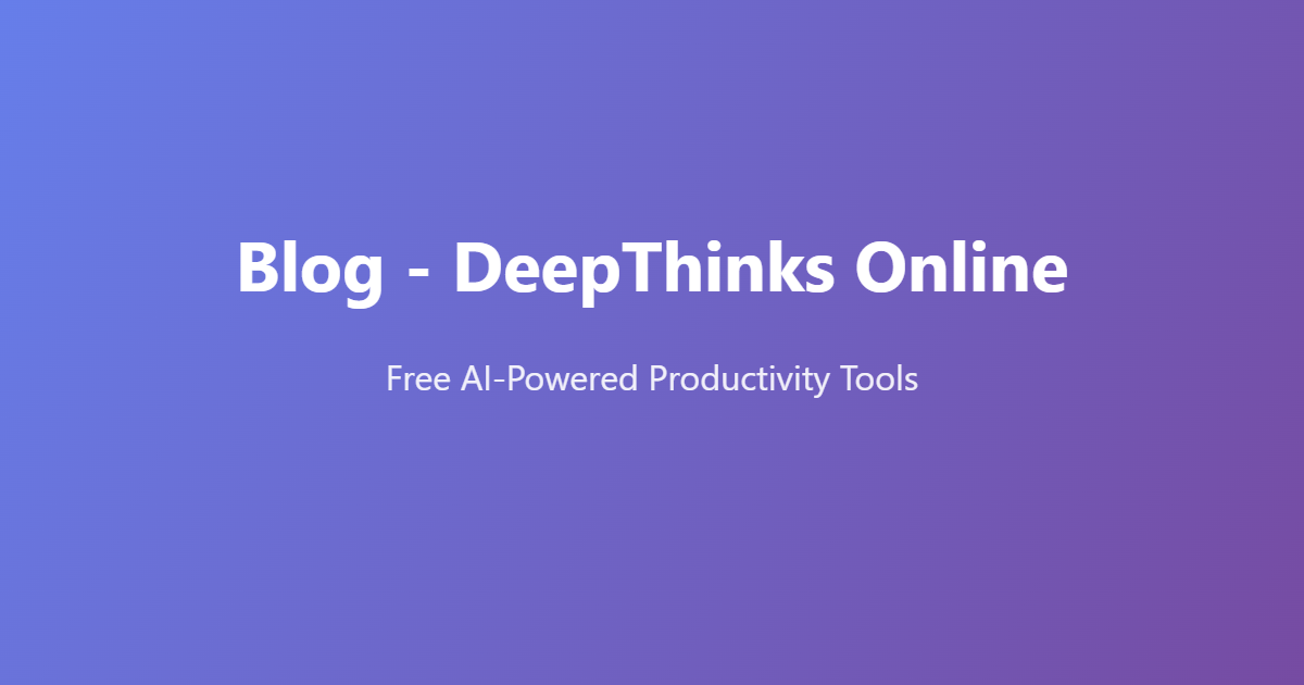 DeepThinks Online platform overview showing productivity tools and utilities for content creation